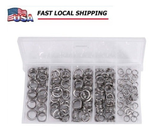 200pcs 5sizes Acero Inoxidable Split Anillos Sólidos Señuelo 0