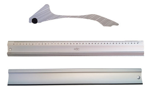 Erika 40 Cm Aluminum Non-Slip Cutting Ruler Al-40 0