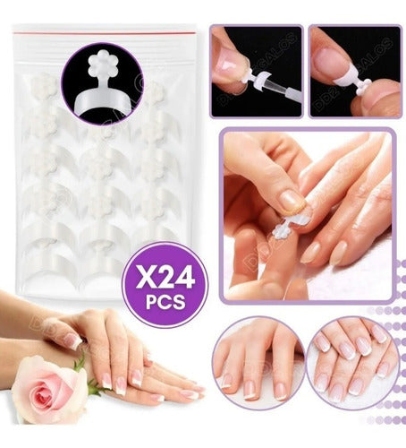 Fashion French Tip Fake Nail Tips x24 Various Sizes 0