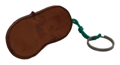 Vintage Sneaker Keychain, Brown Leather Espadrille Shape with San Rafael Logo 2