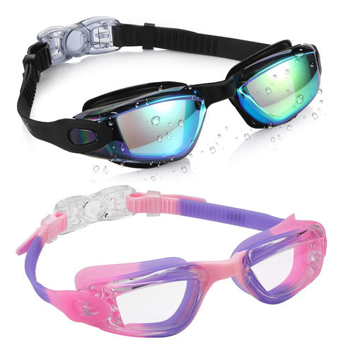 Aegend Unisex Swimming Goggles Aqua and Purple X2U 0