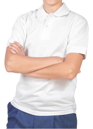 Mikra Premium White Plain Youth School Pique Polo Shirt 1