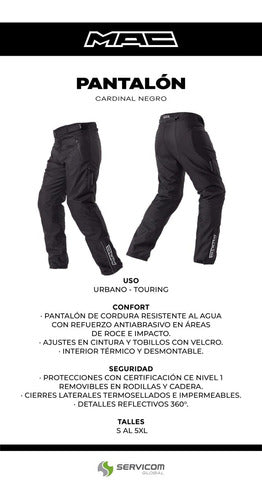 Men's MAC Cardinal Black Cordura Motorcycle Pants with CE-1 Certified Protectors 6