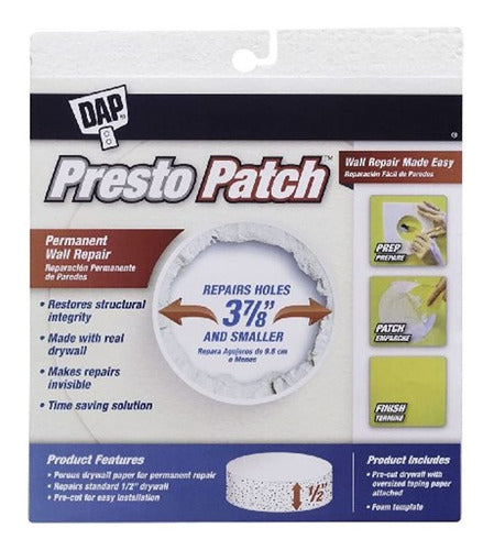 Dap 09155 Presto Patch Drywall Plug, 1/2 Pulgada, 3-7 / 8 Pu 0