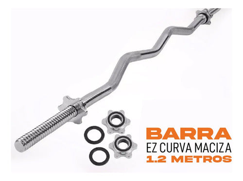 Solid EZ Bar with Threaded Collars + 10 Kg Cast Iron Discs 30mm 2