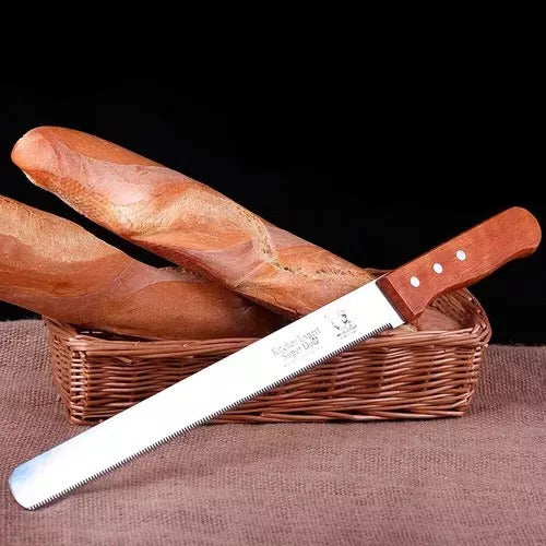 Cuchillo Pan Torta 30cm Mango Madera Blíster Zztt 5