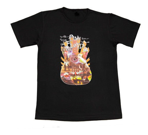 Pink Floyd Guitar Collage Rock London Cotton T-Shirt 0