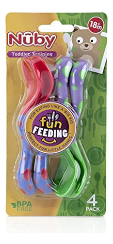 Nuby Colorful Spoons and Forks Set, Colors May Vary, 4 Units 1