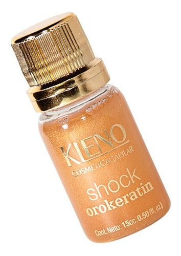 Kleno Ampolla Shock Keratina Brillo Egyptian Gold 24k X15 Ml 2