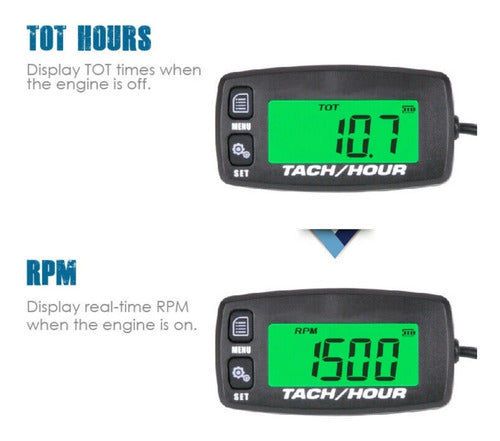 RUNLEADER Digital Hour Meter and Tachometer for Nautical Engines and ATVs 2