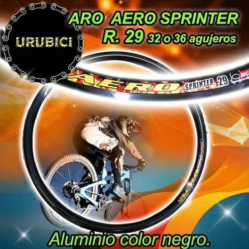 Aero Llanta De Bicicleta Aero Sprinter R.29 Alumnio 32 Y 36 Aguj. 1