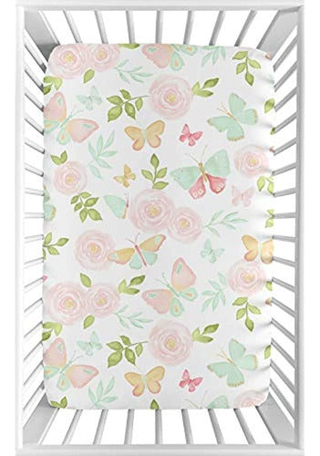 Sweet Jojo Designs Blush Pink, Mint And White Watercolor Ros 0