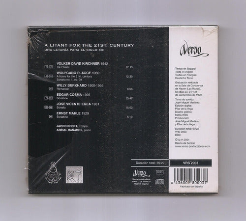 Javier Bonet & Aníbal Bañados - A Litany For The 21st Century CD - Javier Bonet Aníbal Bañados A Litany For The 21St Century Cd