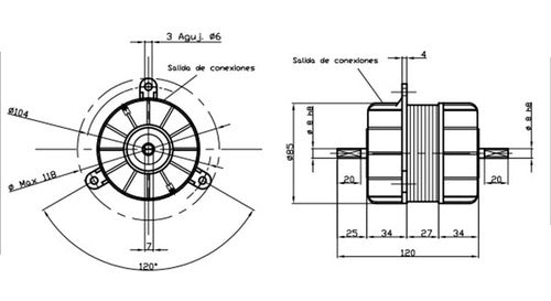 Atenas Motor Para Extractor Interior Campana Doble Turbina Eje 8 Mm 5