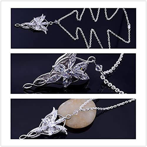 XHBTS 2 Set Lord of The Rings Elven Leaf Aragorn Arwen Evenstar Pendant Necklace with Box 5