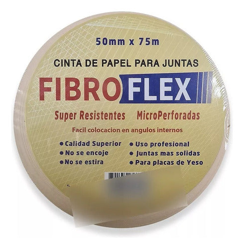 Fibroflex Cinta Papel Microperforada 50mm Durlock 75 Mtrs Pack X10 0