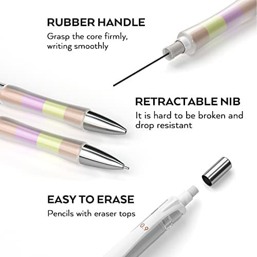 Nicpro Pastel Color Mechanical Pencil Set 0.9mm with 8 Refills 2