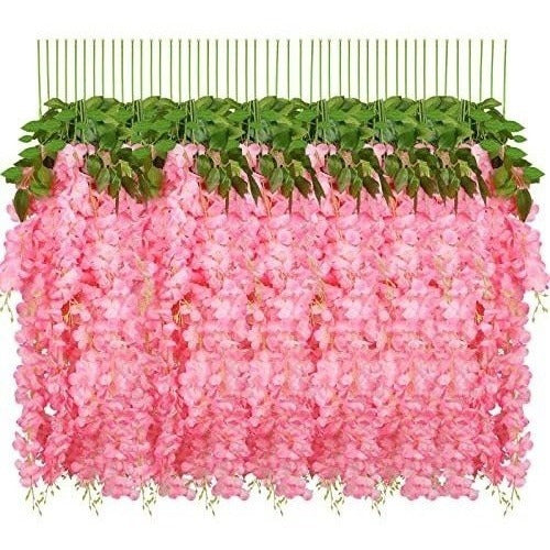 Huata 98cm X 10 Realistic Pink Artificial Wisteria Garlands 0