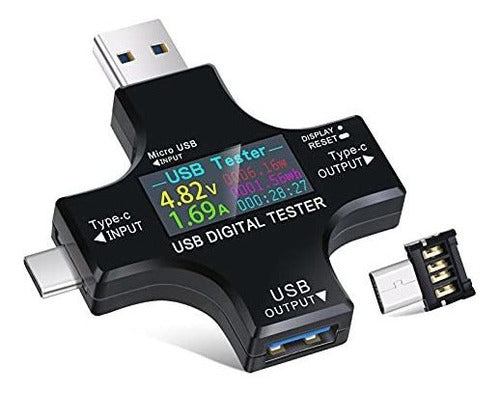 Eversame 2 In 1 Type C USB Tester Color Screen LCD Digital Multimeter 0