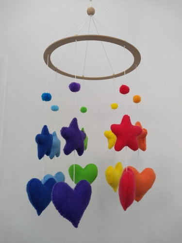 Nahuel Fulleda Montessori Baby Crib Mobile with Hearts and Stars - Handmade 4