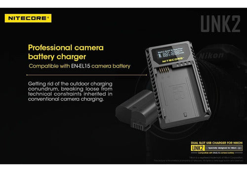 Nitecore UNK2 USB Dual Port Battery Charger for Nikon EN-EL15 1