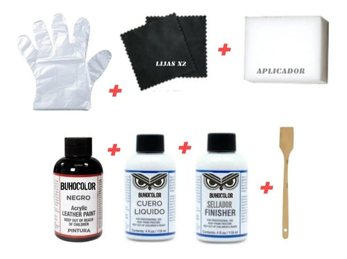 Leather Liquid Repair Kit: Paste + Ink + Sealer + Spatula + Instructions 0