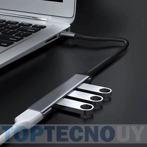 Toptecnouy Mini Hub USB Type C to 4 Ports USB 3.0 Type A with Cable 3