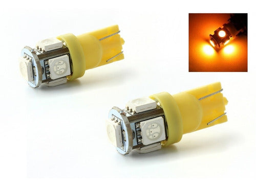 SilverLED Pack of 2 T10 Lamps with 5 SMD 5050 Yellow LEDs 1