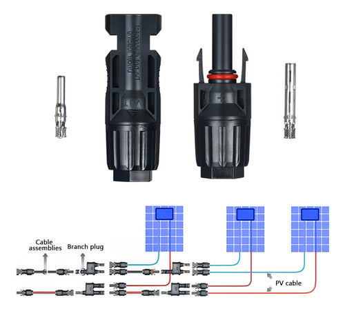 Conectores Solares: Conectores Masculinos, Painel Solar 1