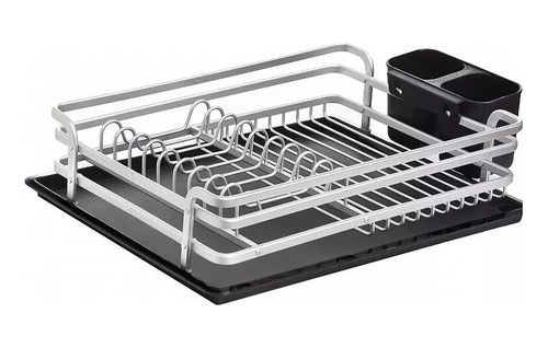 Trendy Store Aluminum Dish Drainer Organizer with Black Tray for Glasses 0