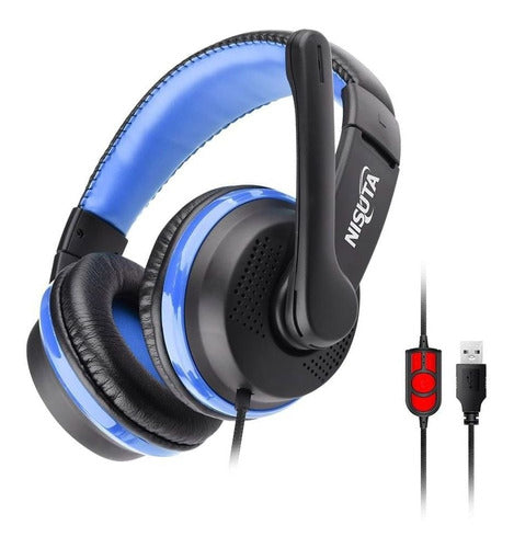 Nisuta USB Gamer Headset with Microphone Blue NS-AUG91-A 0