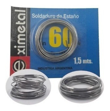 Estaño Eximetal Sn 60% Diámetro 1,2mm Rollo 1,5m Rcn 2% 1