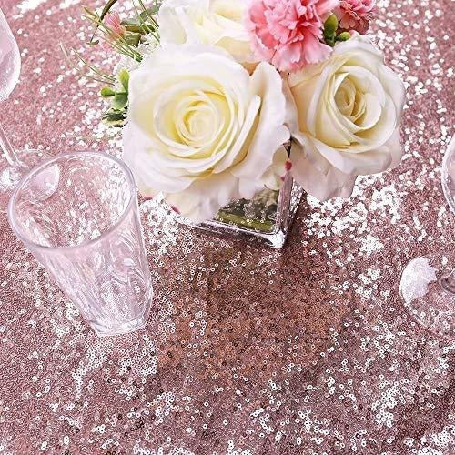 GFCC Rose Gold Sequin Tablecloth - 50x84 Inches Sparkling 4