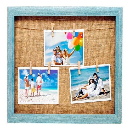 Decorative Wooden Picture Frame with Clips for Photos 30x30 16