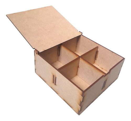 Figuras en Fibrofacil Cajas Mdf Laser 15x15x7cm 4 Compartimentos Pack X10 Unidades 1