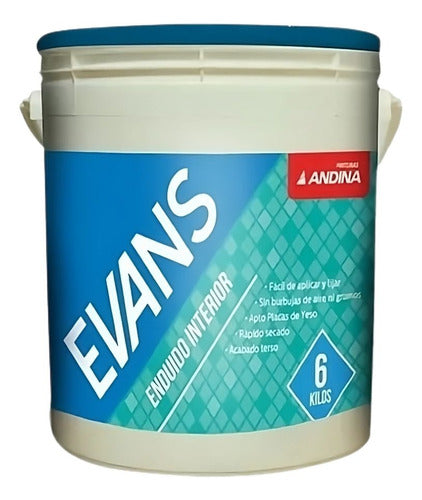 Andina Evans Antihongo Interior Putty 20 Liters 30kg 1