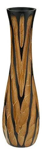 AeraVida Beautiful Hand-Carved Dark Brown Mango Wood Vase 1