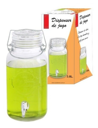 Frasco Dispenser  Canilla Vidrio Para Bebidas Jugos 3,6 Litr 0