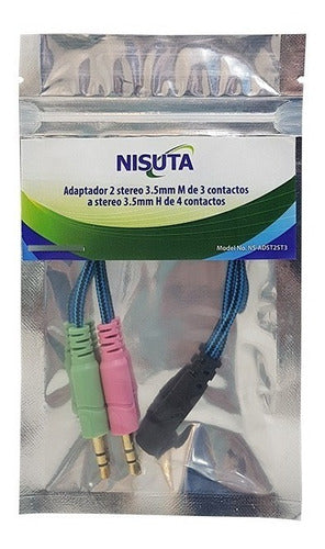 Adapter 2 Stereo Male to Female Jack 3-Contact NSADST2ST3 1