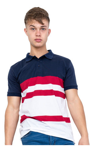 Men's Premium Imported Striped Cotton Polo Shirt in Special Sizes 42