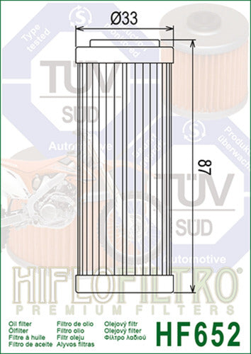 HIFLO Filtro Aceite 652 Racing KTM 350 450 XCF-4/450 SX-F 1