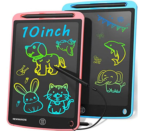 Newnaivete LCD Writing Tablet, Pack of 2 Colored 10-Inch Drawing Boards for Kids 0