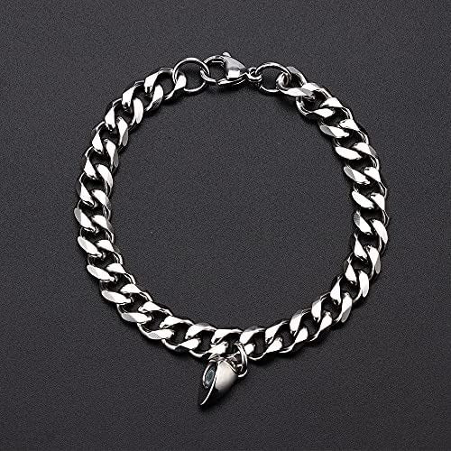 Couple Friendship Bracelet Set with Magnetic Heart Pendant Stainless Steel 9