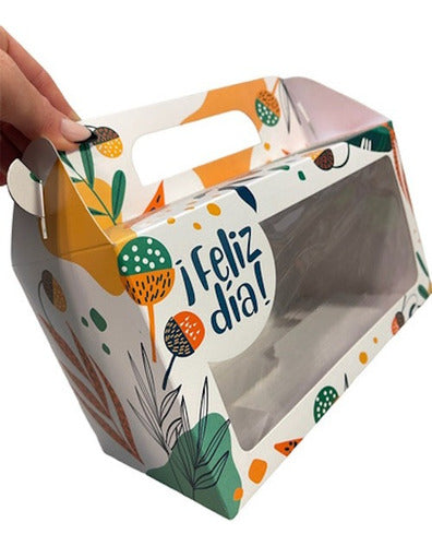 Happy Day Boxes with Handle and Window 25 x 13 x 14cm Set of 10 2
