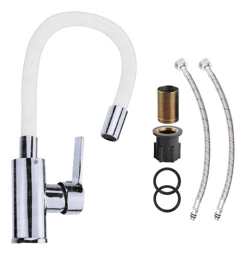 Flexible Neck Single Handle Kitchen Faucet with Foam Aerator - Various Colors 6