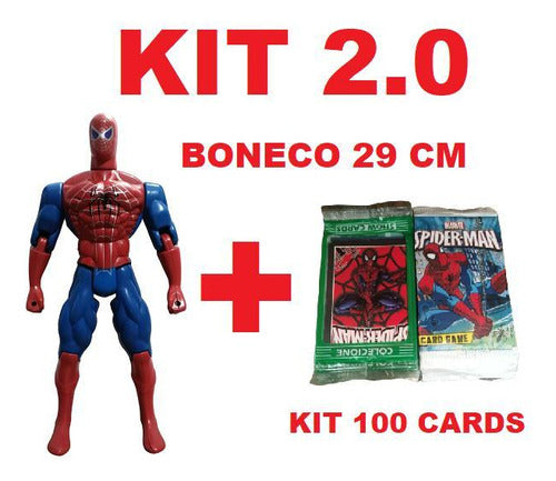 Kit 2.0 100 Cards + Boneco Grande Articulado Homem Aranha 0