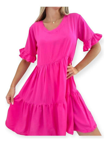 Short Dress with 3/4 Sleeves and Flared Hem Plus Size 3