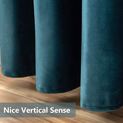 Miulee - Velvet Blue Curtains 89.8in Long, Curtain Panel Set 4