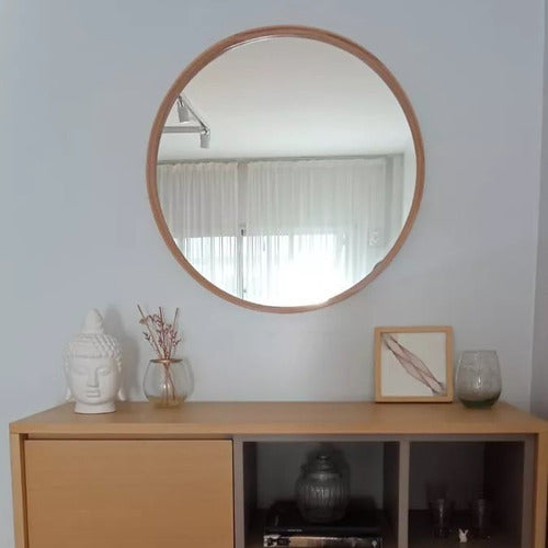 Round Mirror 50cm Solid Paraíso Wood Frame Circular 3