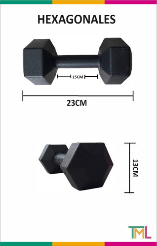 Tourmalhyn Hexagonal PVC Dumbbell Set 2 Kg for Functional Crossfit Gym 1